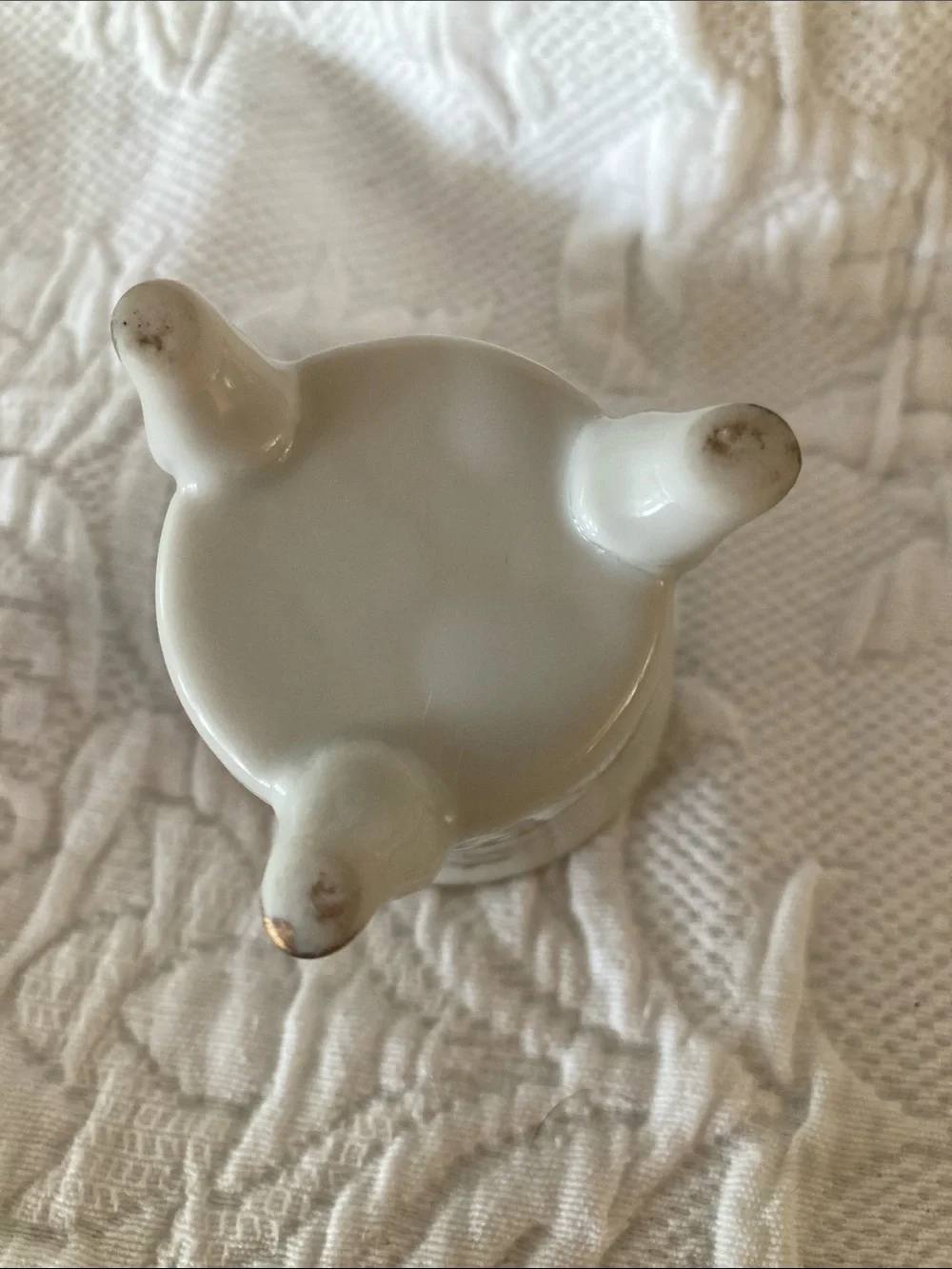Porcelain Floral Footed Creamer in White with Gold Trim